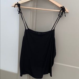 Black party top with tying shoulder detail